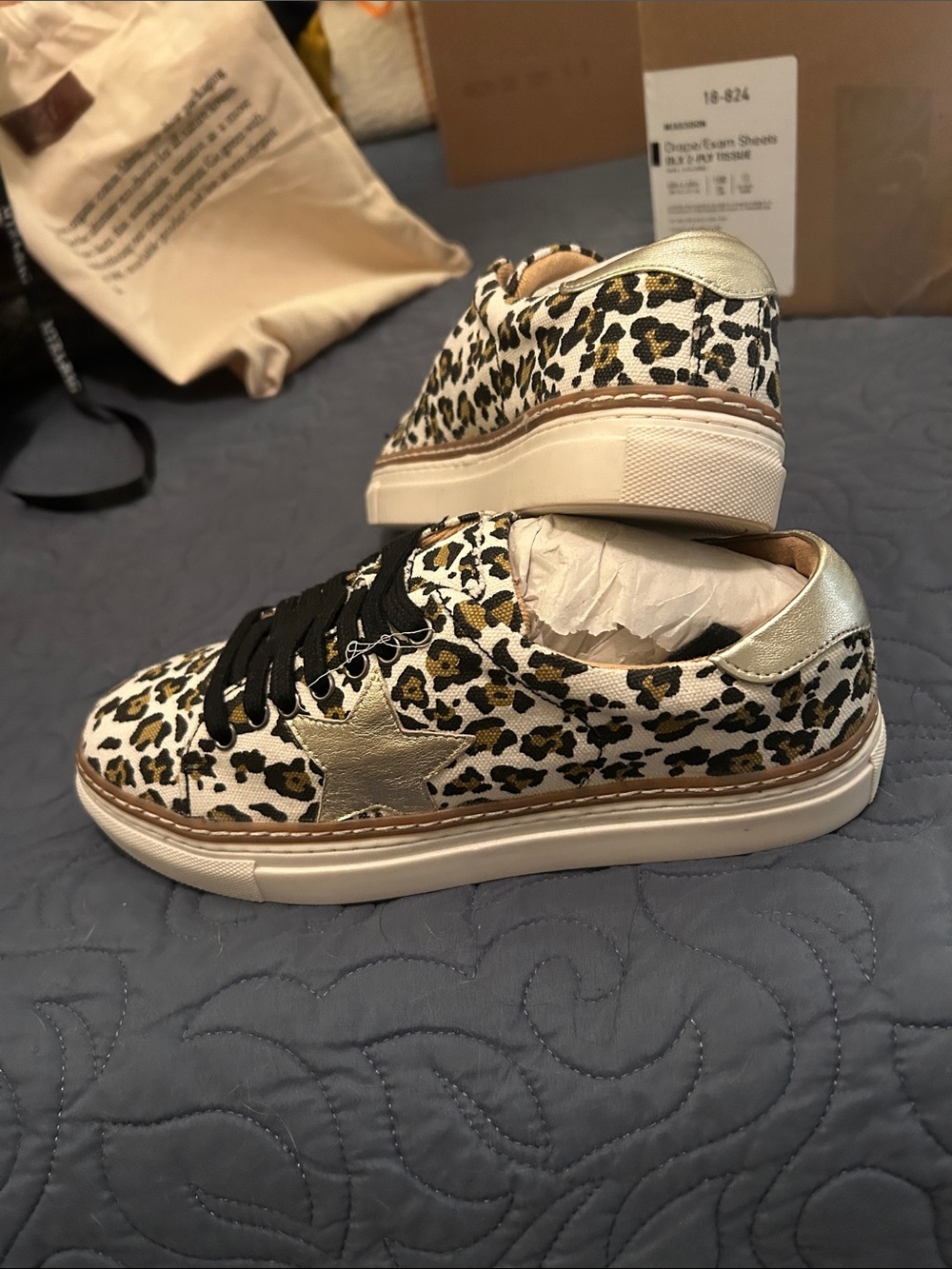 Myra Bag Leopard Print Sneakers with Gold Star